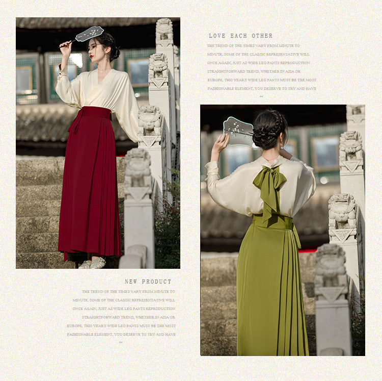 New Chinese Style White Red Mamianqun Set
