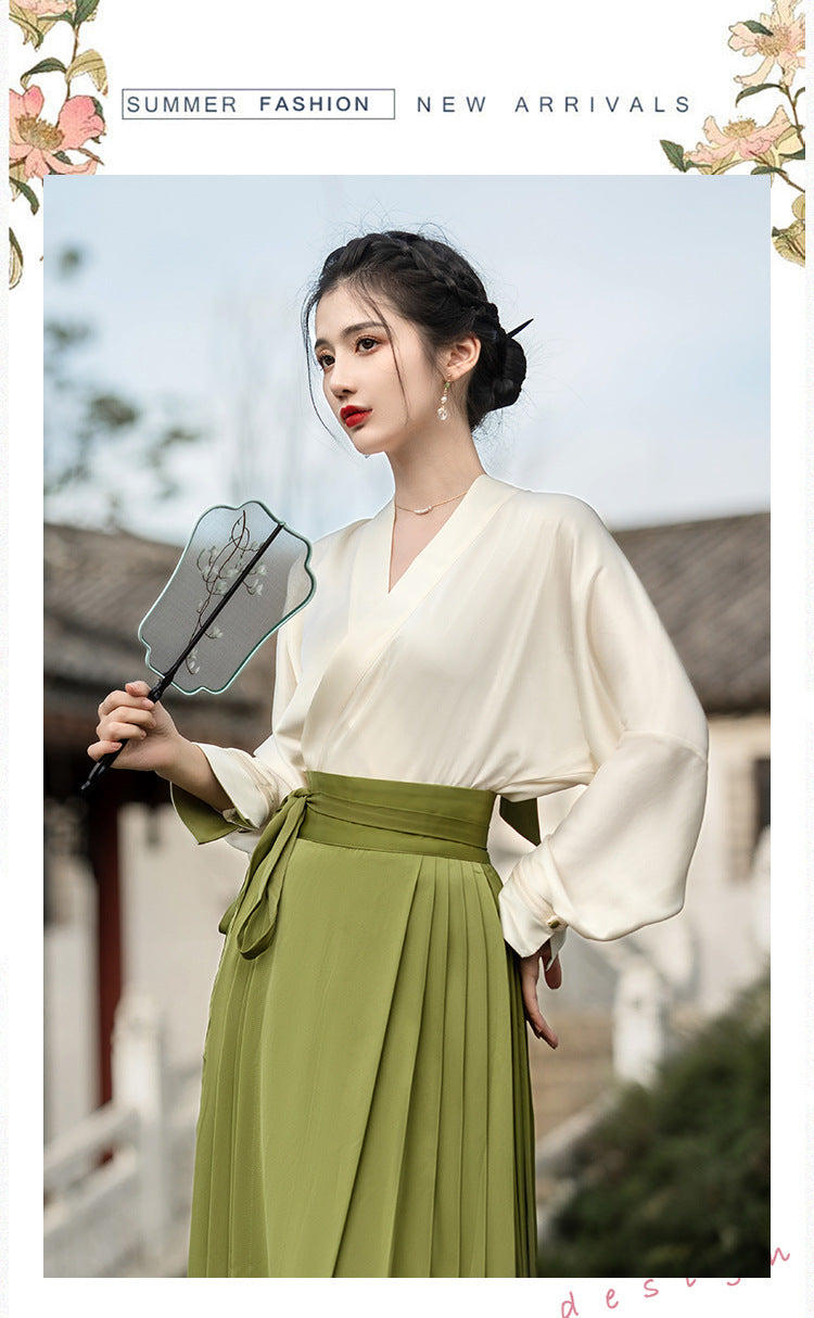 New Chinese Style White Green Mamianqun Set