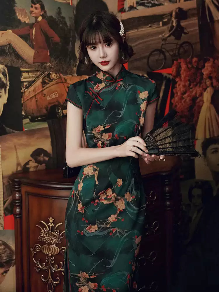 Vintage Floral Chinese Qipao Dress