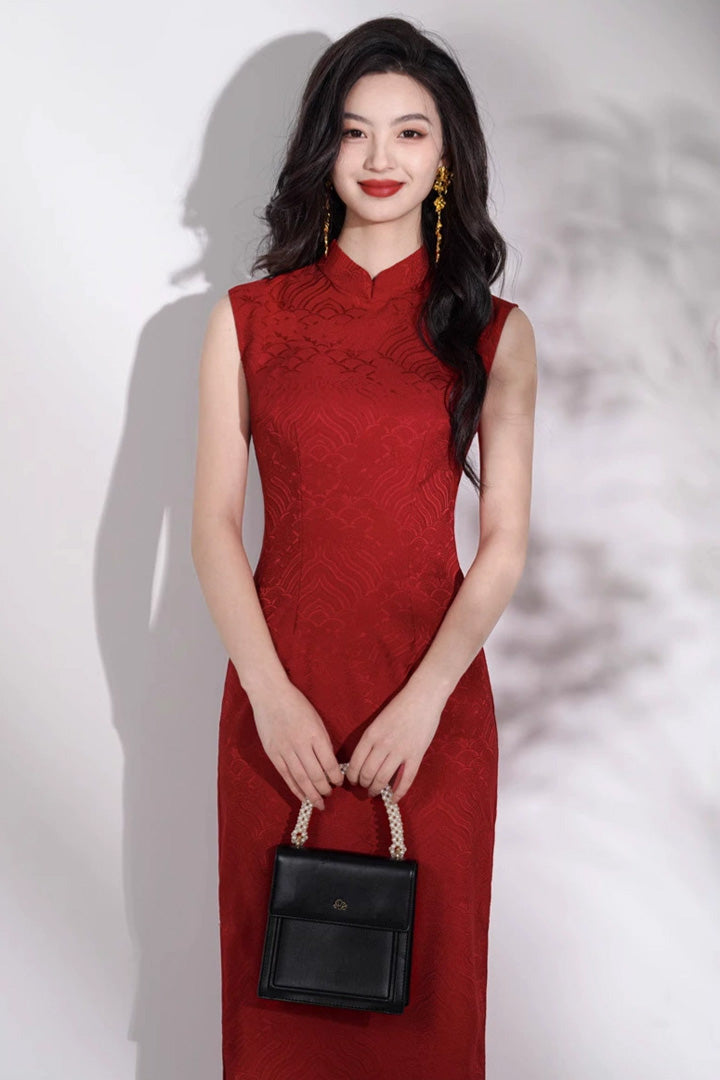 Sleeveless Bridal Qipao Dress | Lightweight Mandarin Collar Summer Gown
