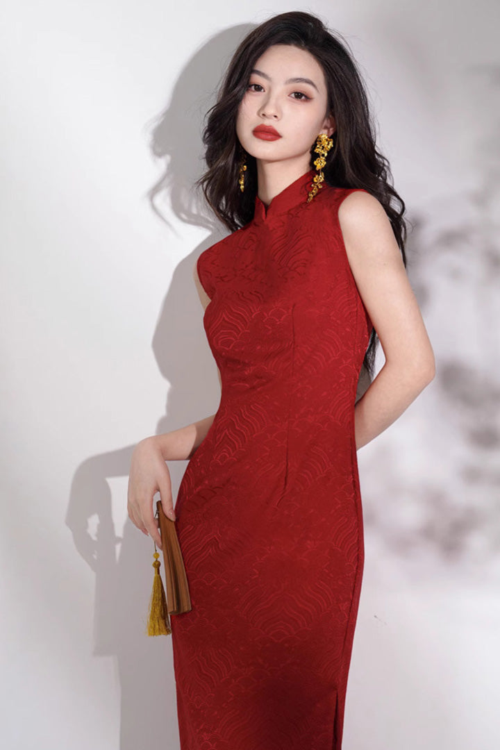 Sleeveless Bridal Qipao Dress | Lightweight Mandarin Collar Summer Gown
