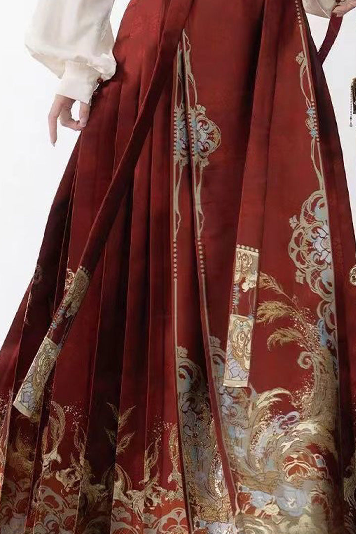 Spring Modern Chinese Bridal Dress | Embroidered Mandarin Top & Mamianqun Set