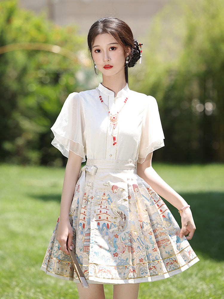 Mother-Daughter Hanfu Dress With Elegant Floral Print