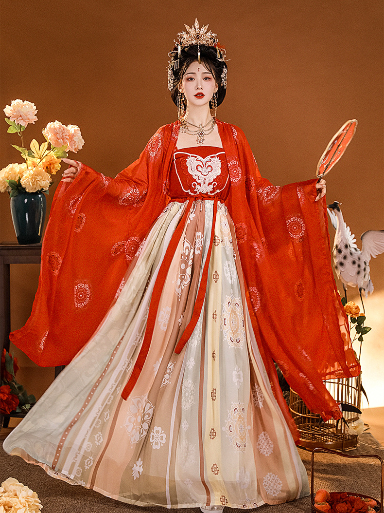Elegant Red Tang Dynasty Hanfu Dress for Women Tang Dynasty