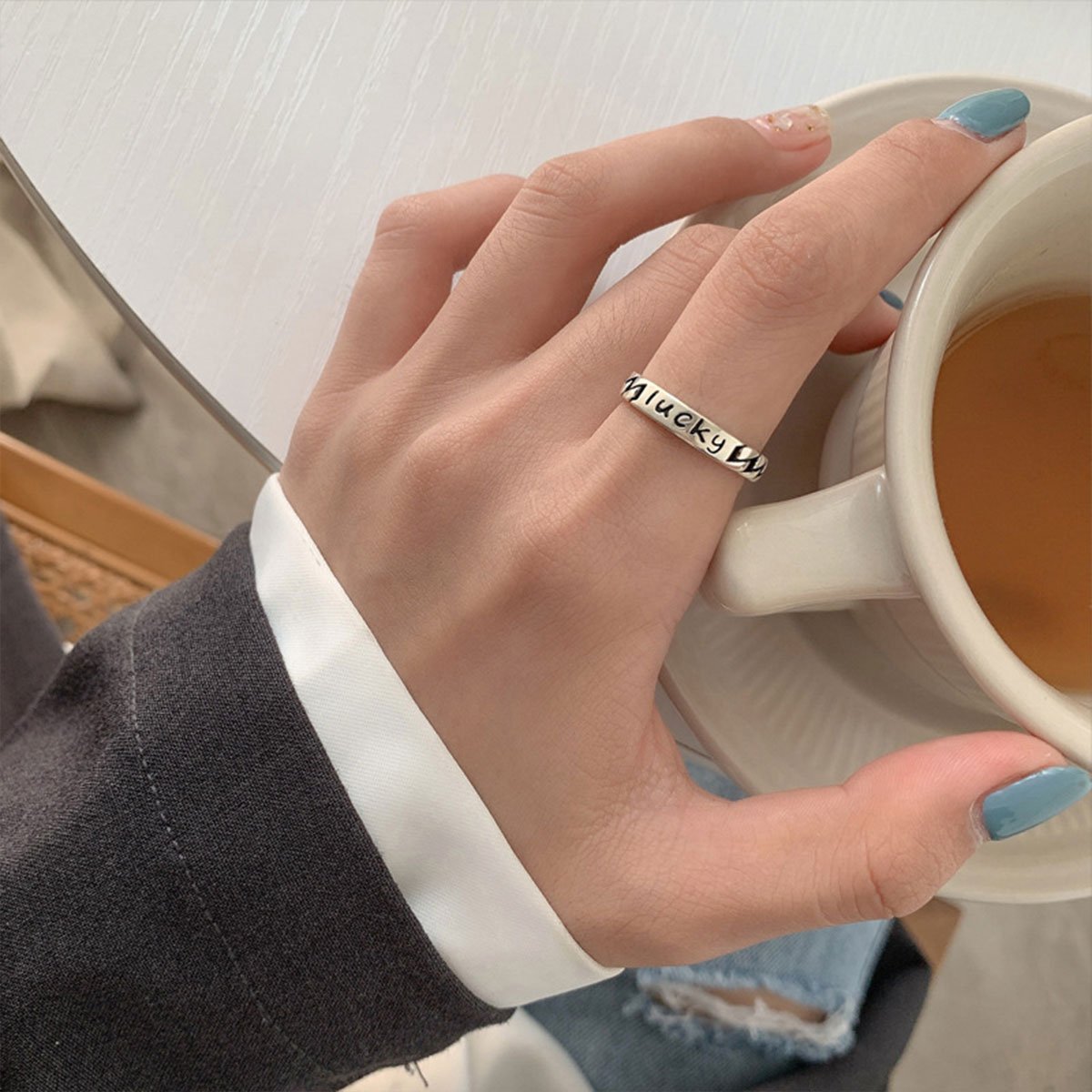 几何十字开口戒指女士可调节复古时尚珠宝礼物