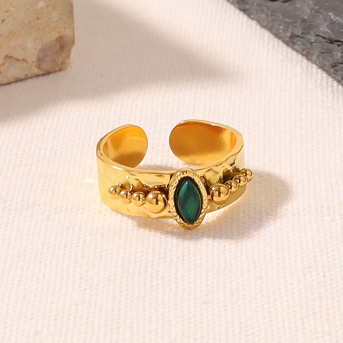 Natural Stone Ring Women Adjustable Boho Gemstone Fashion Jewelry Gift