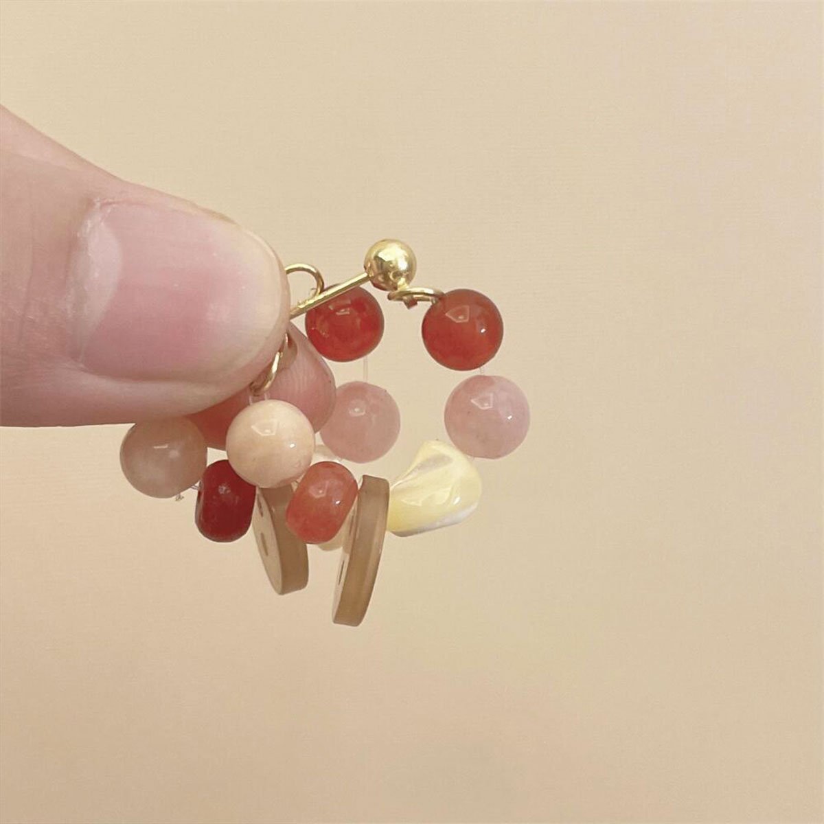 复古彩色天然石串珠耳环 波西米亚风 女士时尚珠宝