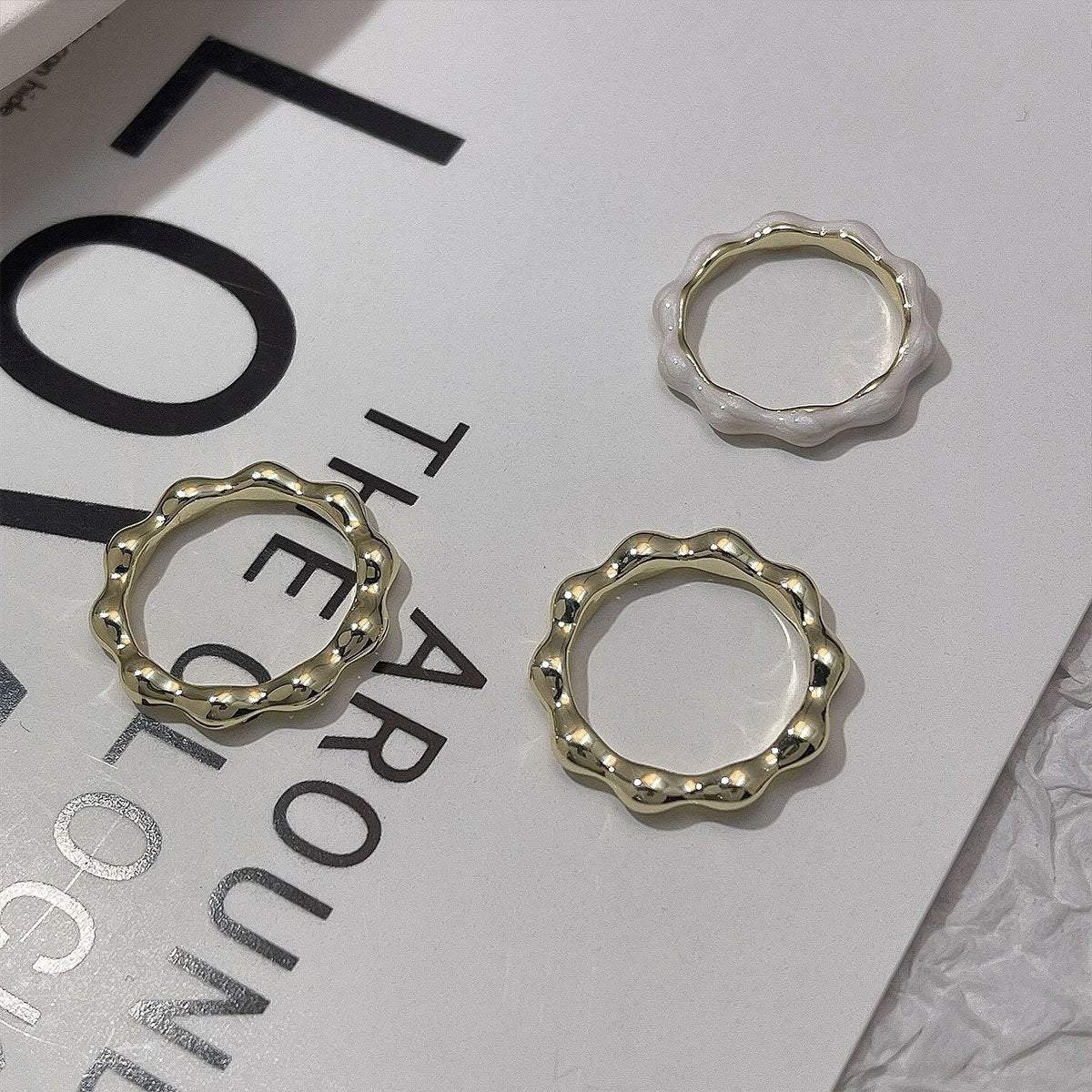 Painted Oil Round Irregular Simple Three-piece Ring