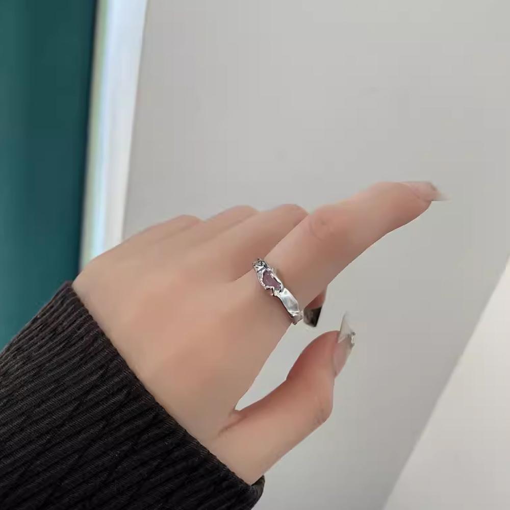 Open Rings Women Geometric Crystal Moonstone Gothic Finger Ring Jewelry Gift