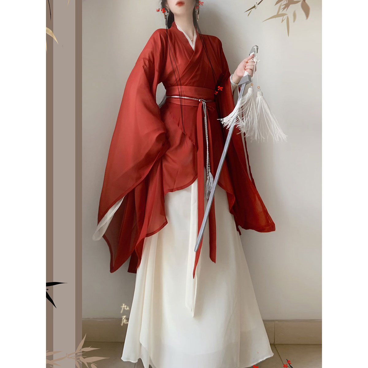 Hanfu Wei Jin Style Big Sleeve Collar Shaped Dress