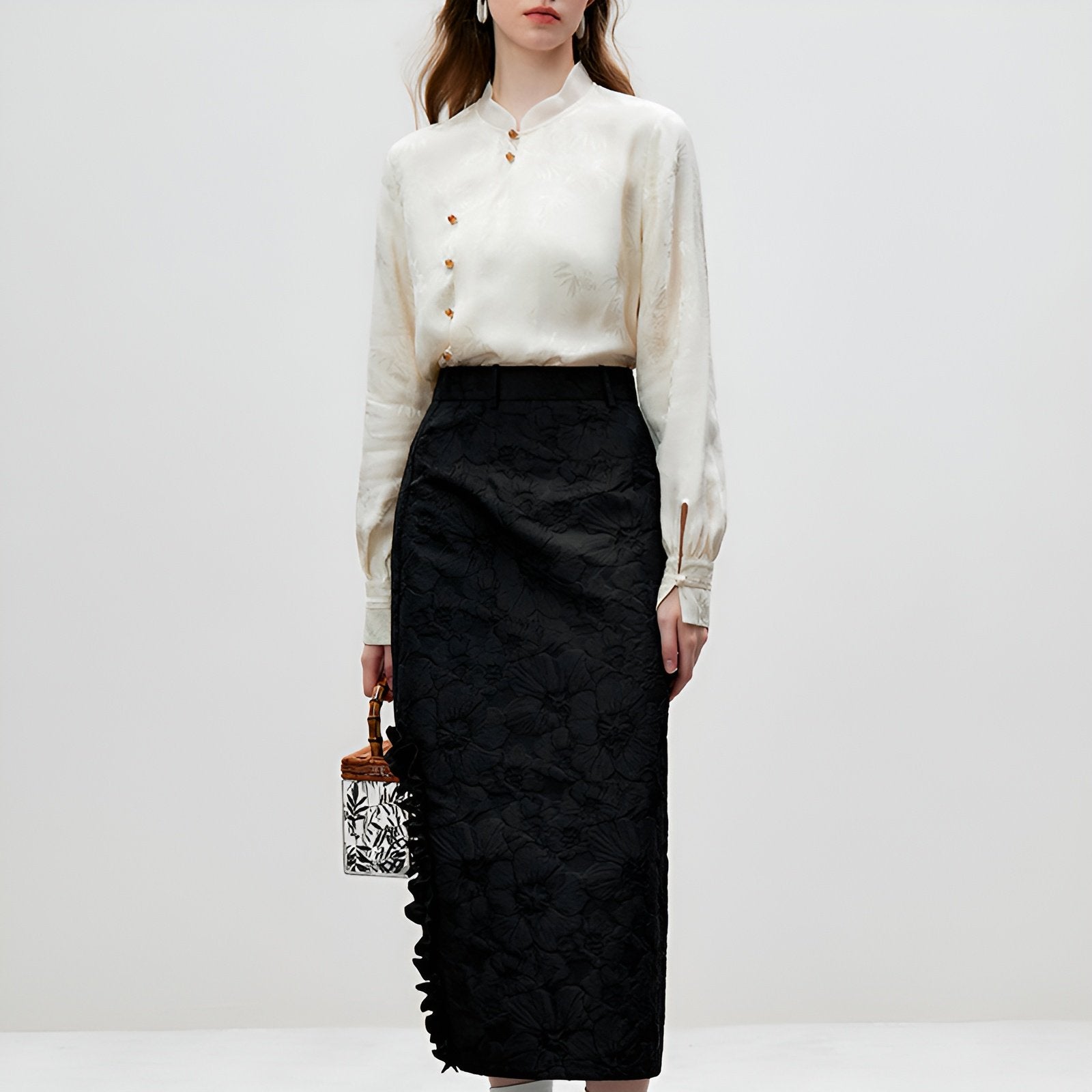 New Chinese-Style Long Sleeve Mandarin Collar Shirt