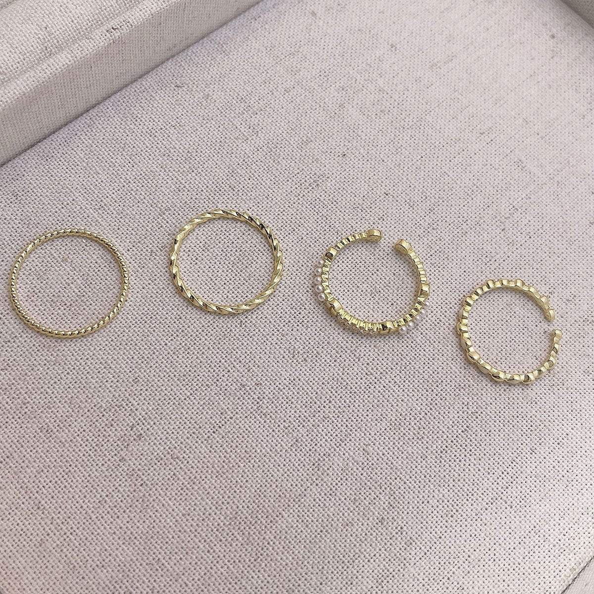 4pcs Simple Design Sense Rings Elegant and Modern Jewelry Set for Advanced Style