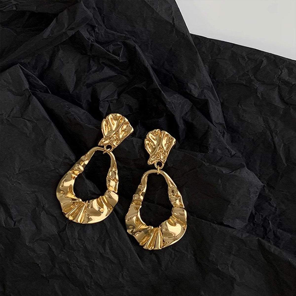 Vintage Ruffled Earrings for Women Retro Irregular Design Fashion Jewelry Gift
