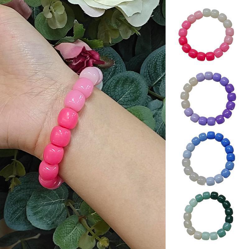 Lucky Gradient Beads Bracelet Elastic Couple Women Friends Gift Fashion