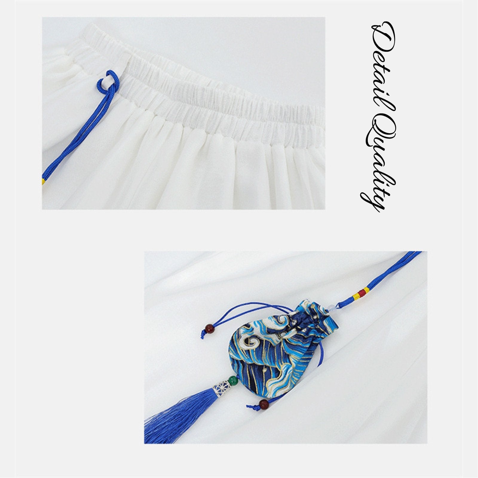 Girls' Bamboo Embroidered Blue & White Hanfu