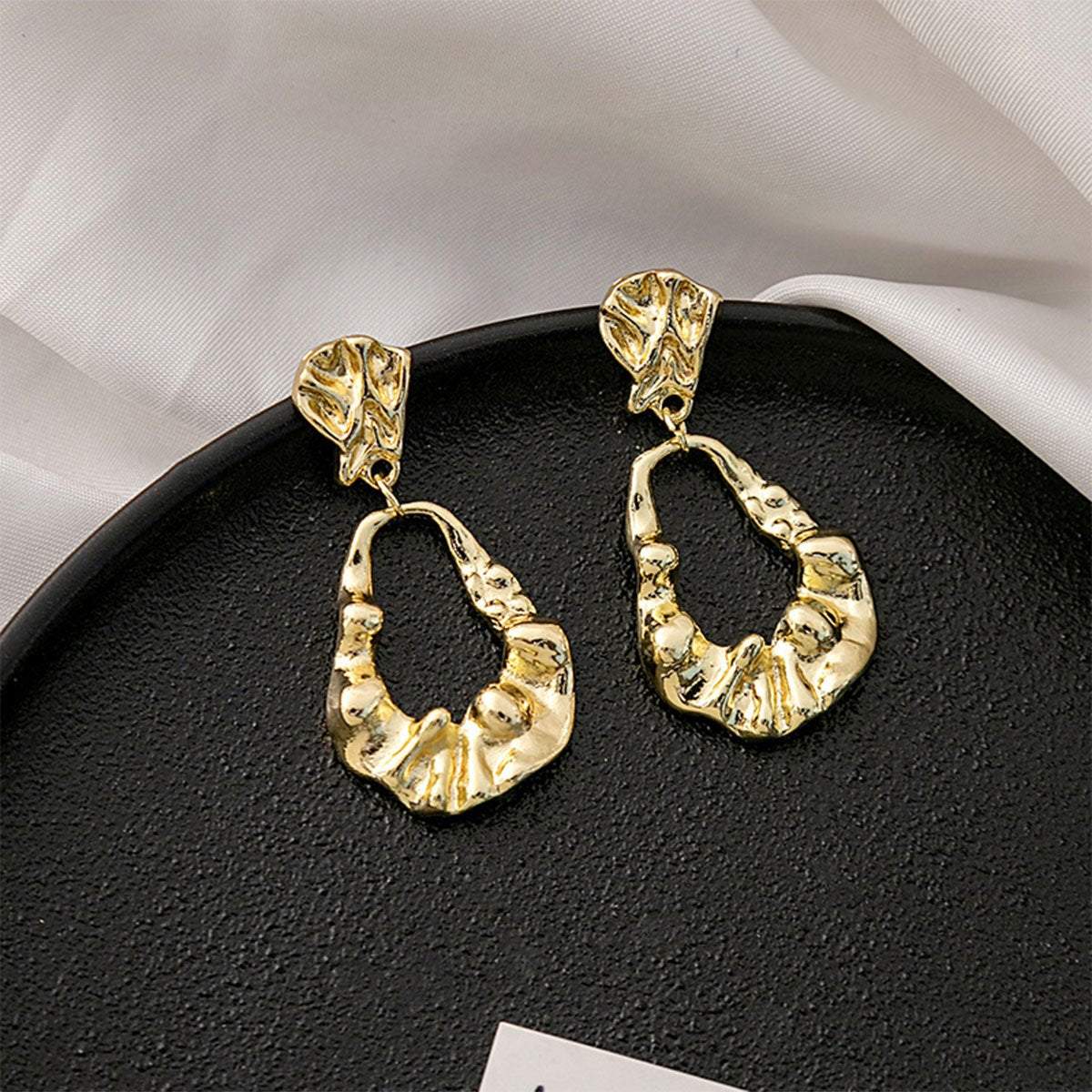 Vintage Ruffled Earrings for Women Retro Irregular Design Fashion Jewelry Gift