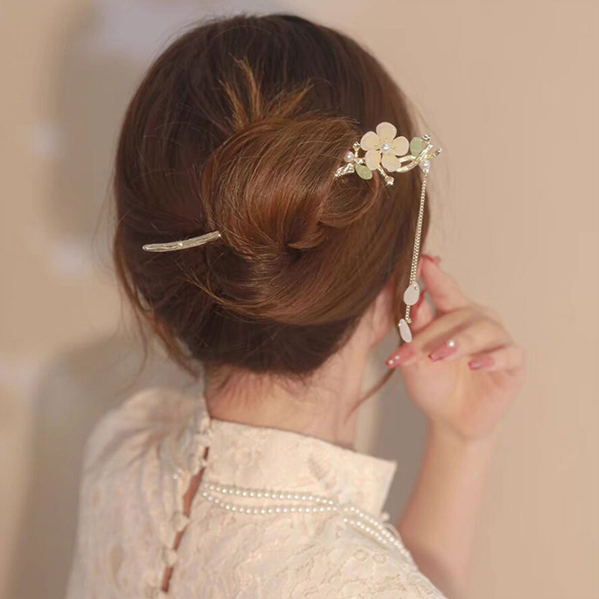 中国风花朵发簪流苏头饰汉服配饰女款