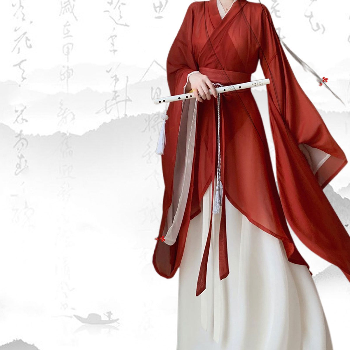 Hanfu Wei Jin Style Big Sleeve Collar Shaped Dress