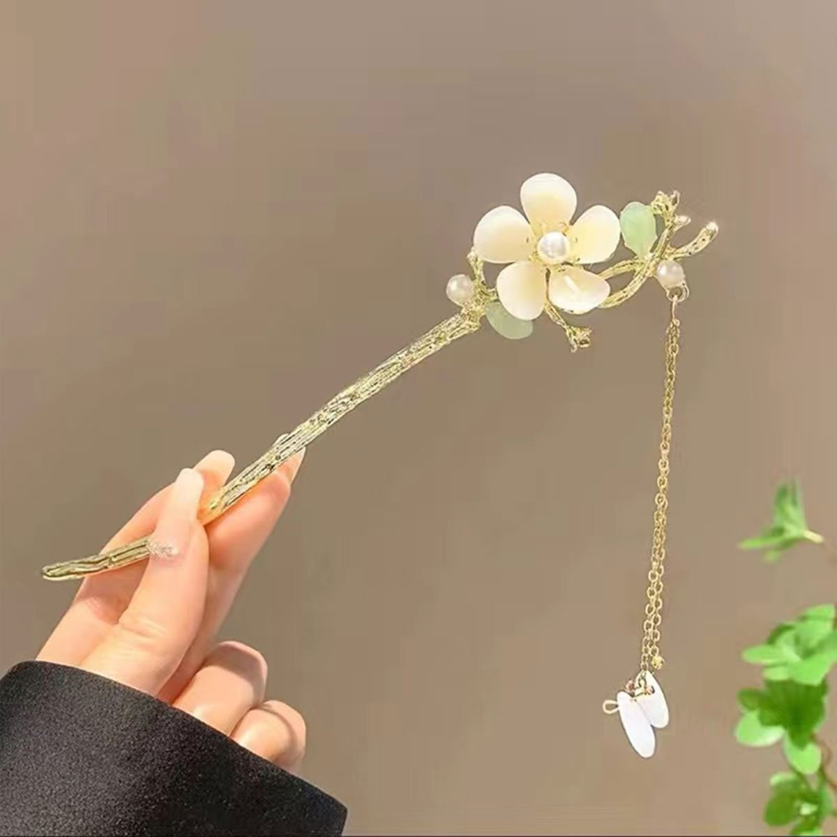 中国风花朵发簪流苏头饰汉服配饰女款