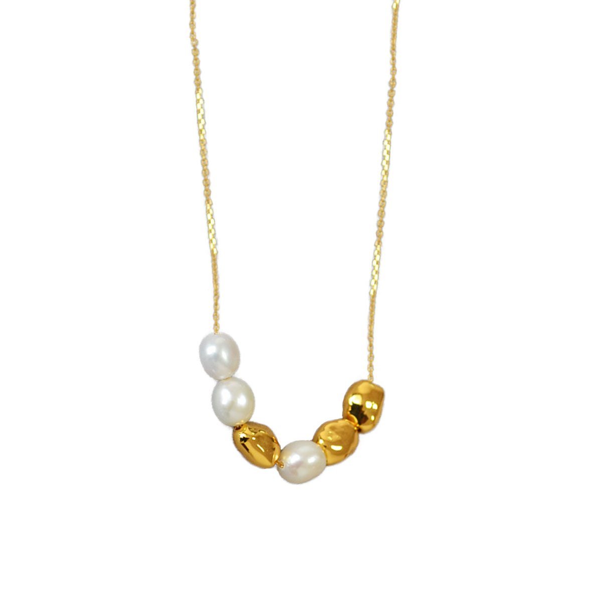 Simple Irregular Freshwater Pearl Necklace and Bracelet Set Elegant Women