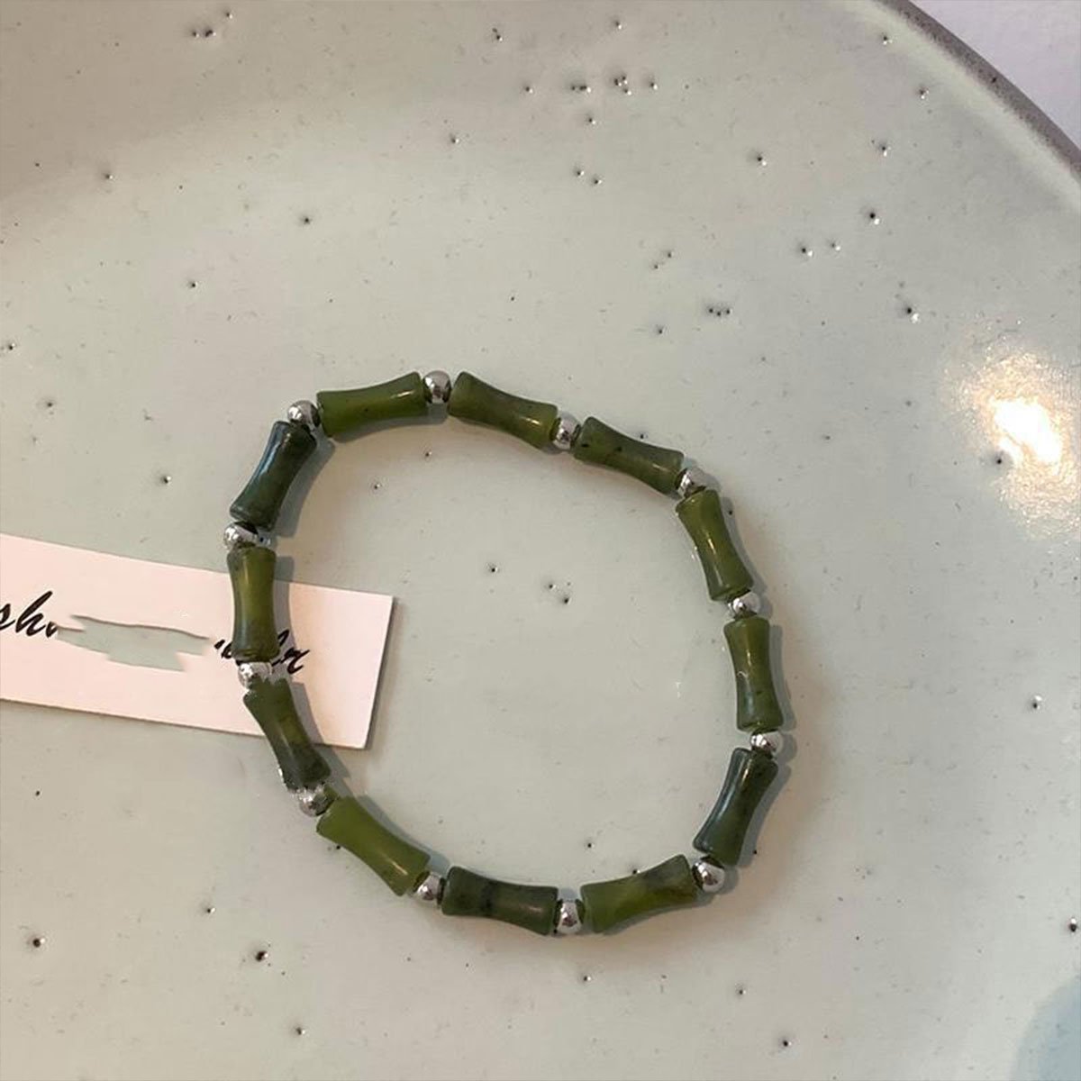 New Chinese Green Bamboo Splicing Bracelet Unique Handmade Jewelry Fashion