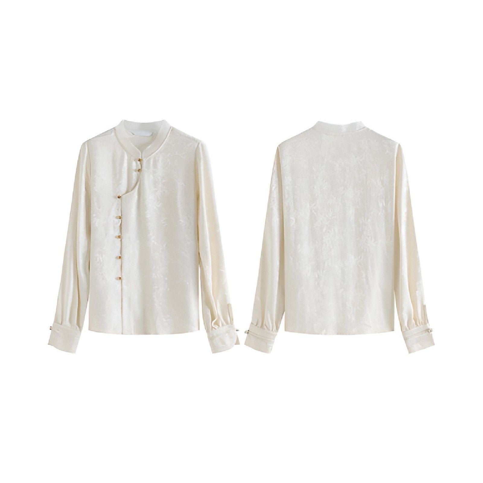 New Chinese-Style Long Sleeve Mandarin Collar Shirt