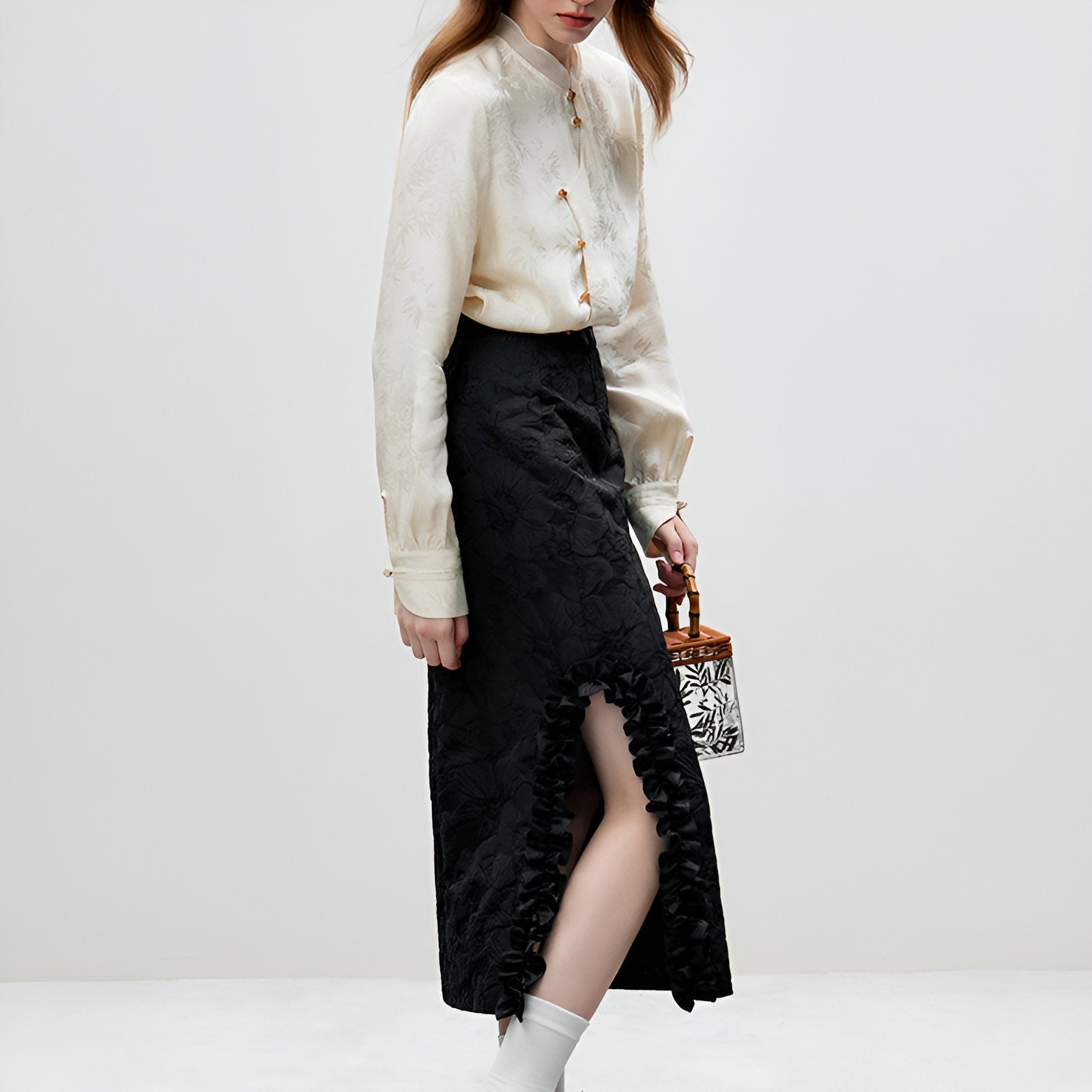 New Chinese-Style Long Sleeve Mandarin Collar Shirt