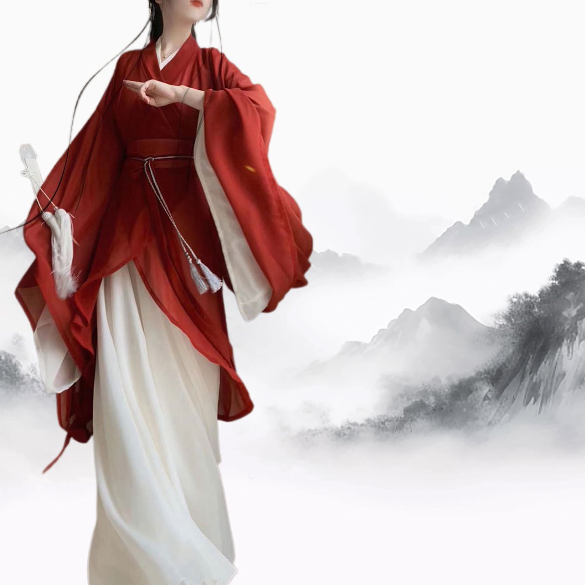 Hanfu Wei Jin Style Big Sleeve Collar Shaped Dress