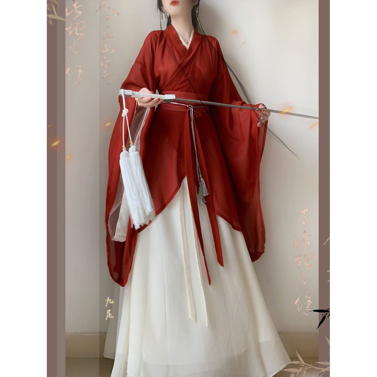 Hanfu Wei Jin Style Big Sleeve Collar Shaped Dress
