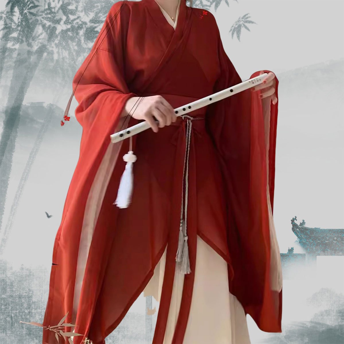 Hanfu Wei Jin Style Big Sleeve Collar Shaped Dress
