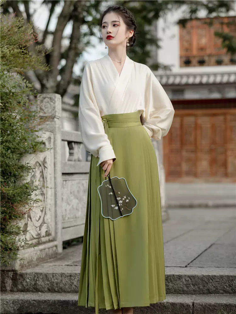 New Chinese Style White Green Mamianqun Set