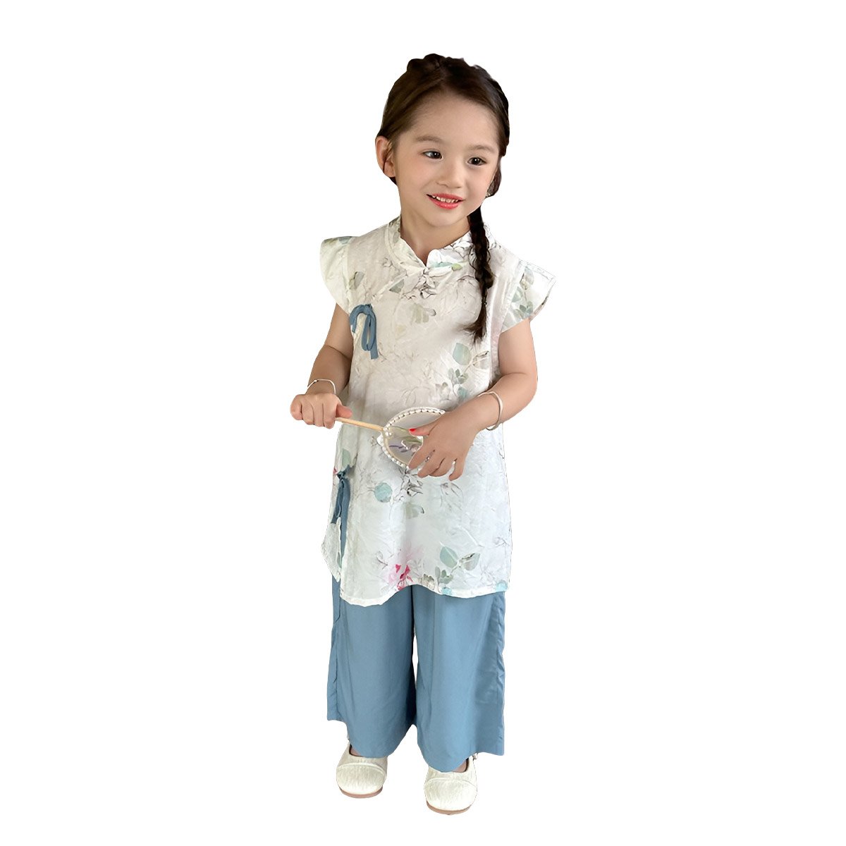 Girls' Embroidered Floral Hanfu Set - Chinese Outfit |