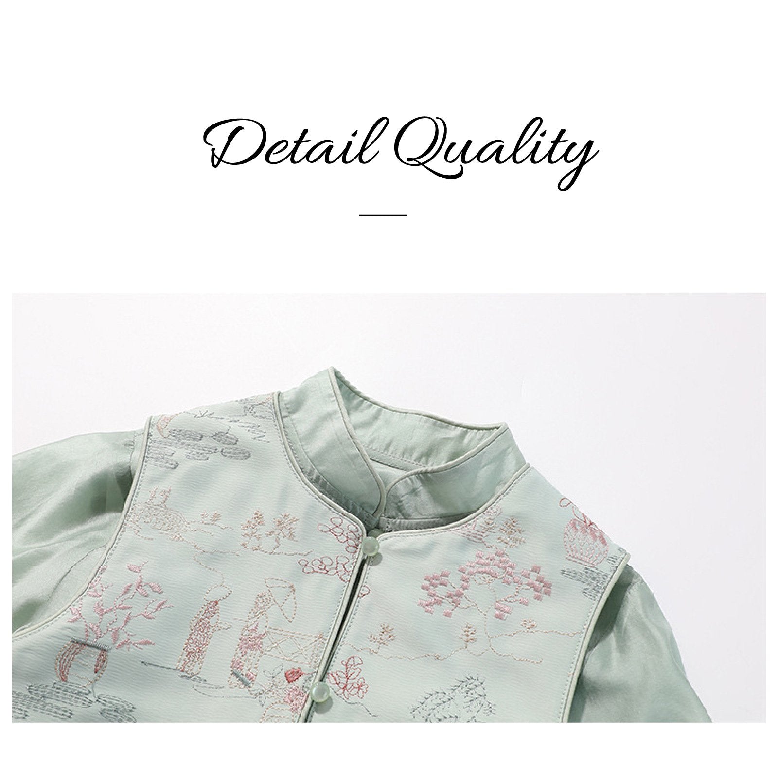 New Chinese Style Embroidered Shirt & Vest Set