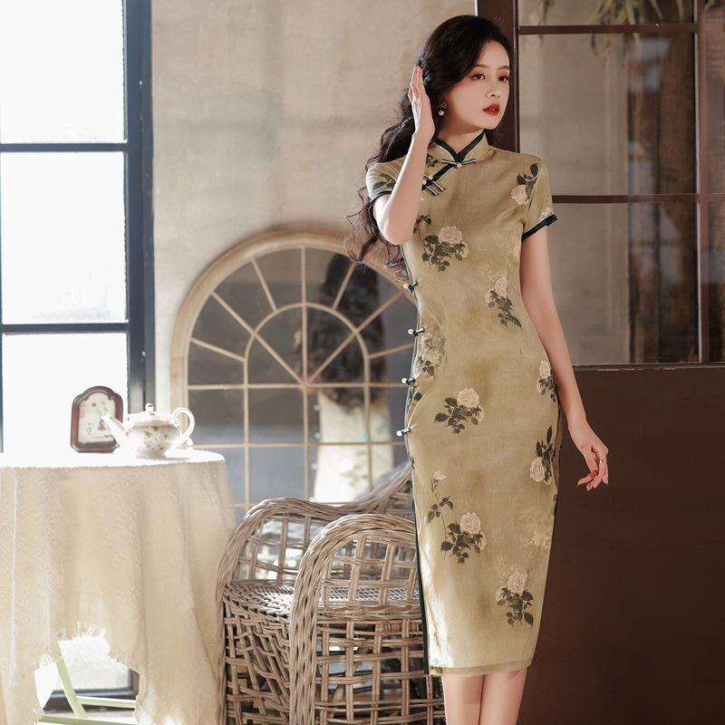 Yellow Wedding Cheongsam-Modern Jacquard Qipao
