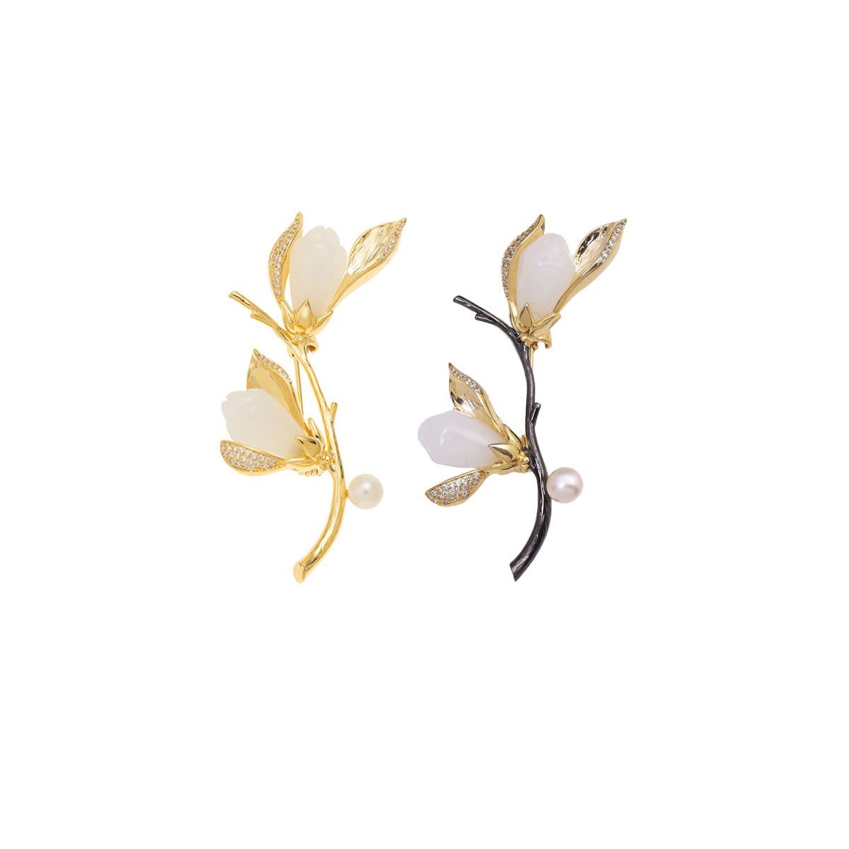 优雅木兰花胸针花朵胸花轻奢设计时尚别针配饰