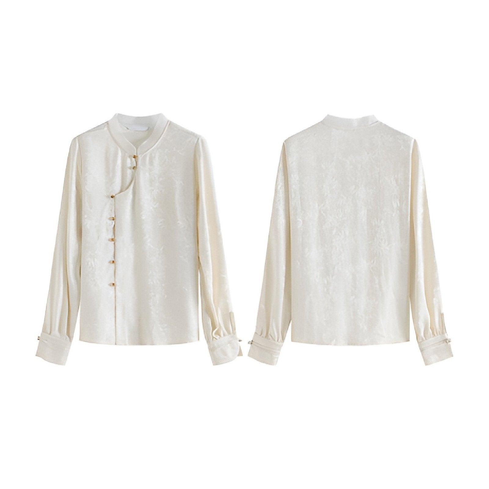 New Chinese-Style Long Sleeve Mandarin Collar Shirt
