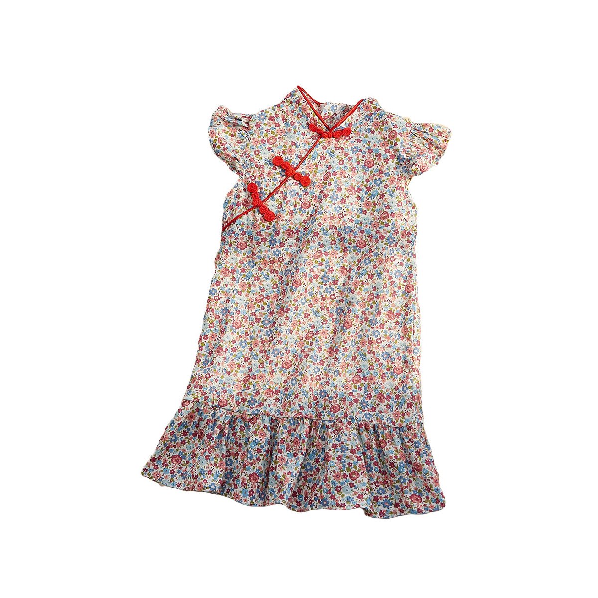 Girls' Summer Floral Cheongsam Dress