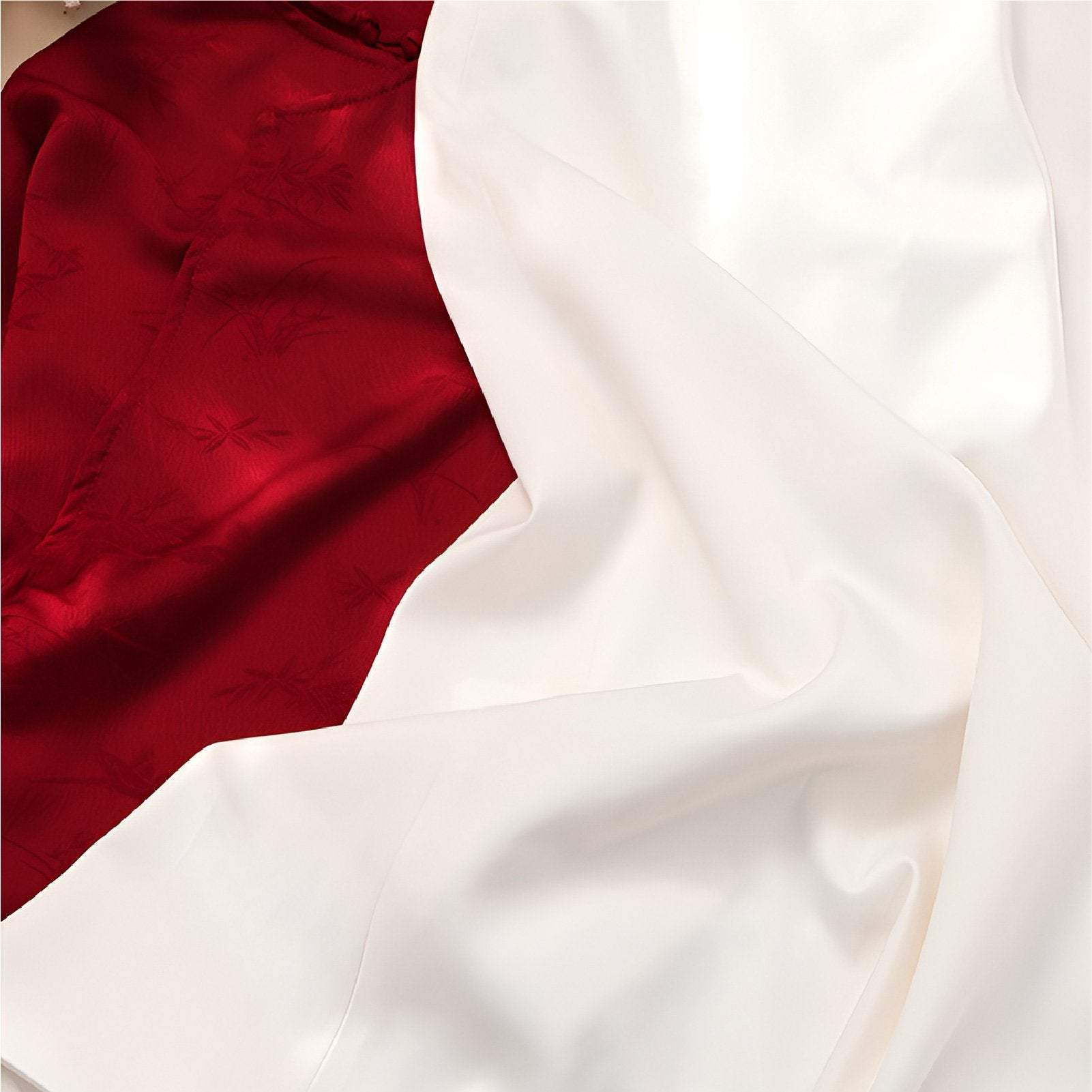 Red Blouse and White Skirt Modern Chinese Fashion Set for Wedding