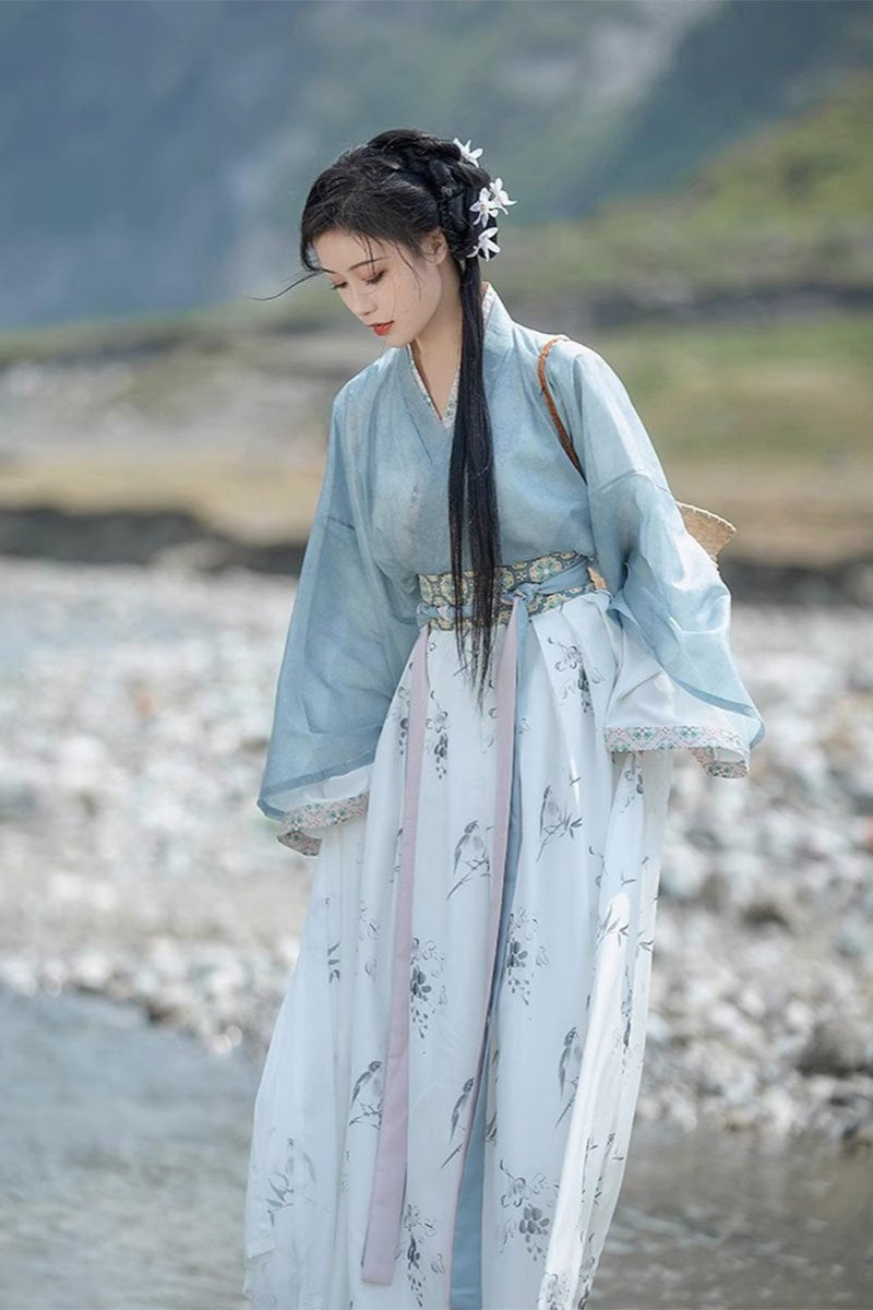 Women's Ink Blouse Top And Eight Ripped Skirt – Han Grace