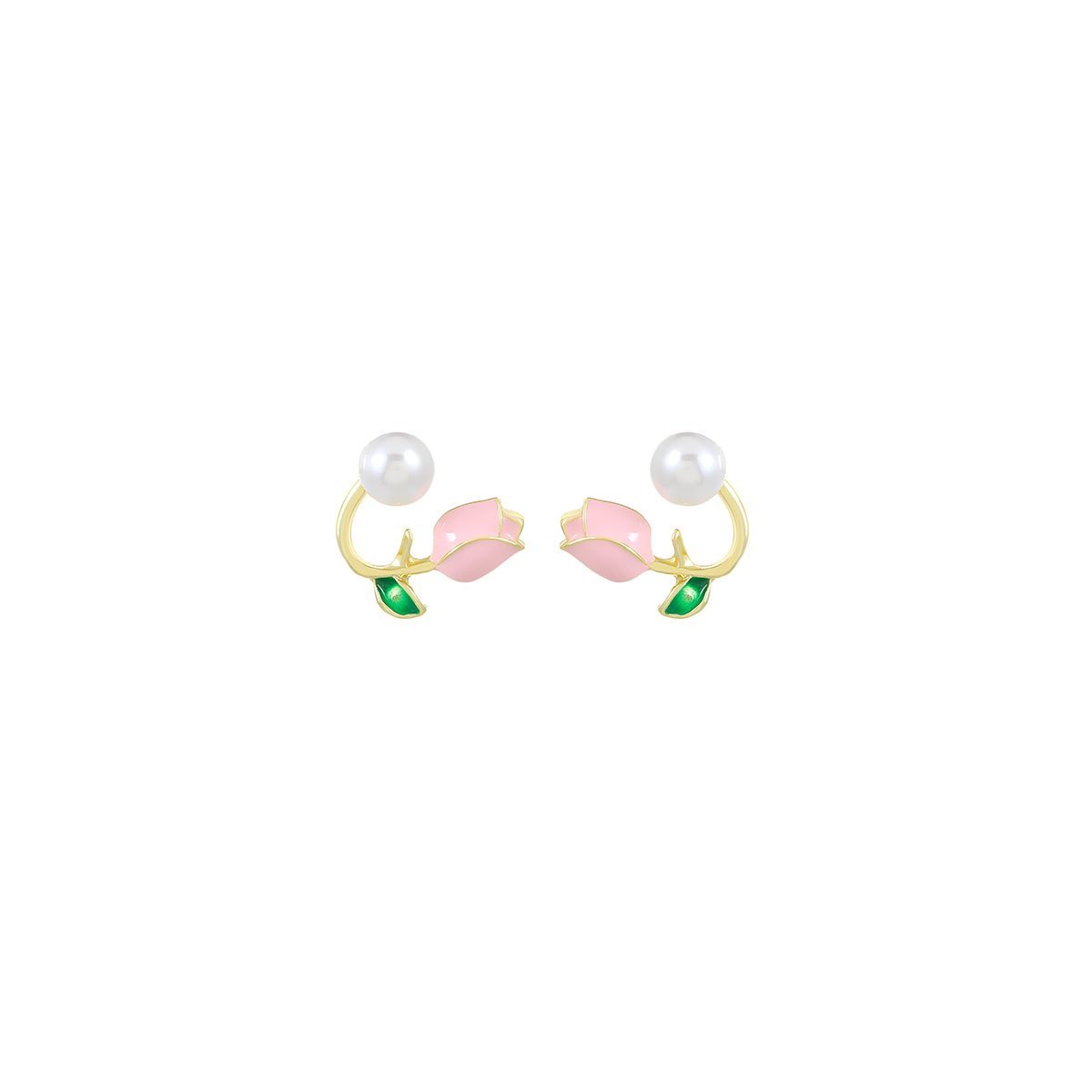 Pink Heart Flower Earrings Sweet Girly Jewelry for Women Fashion Accessories