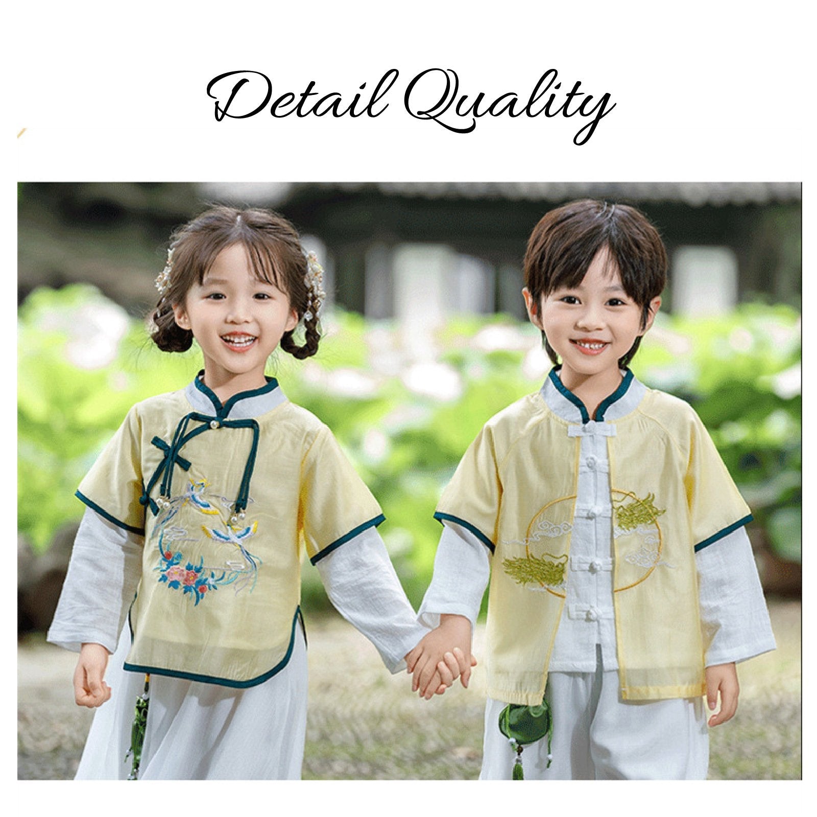 Boy's Imperial Yellow & Azure Chinese Hanfu Set