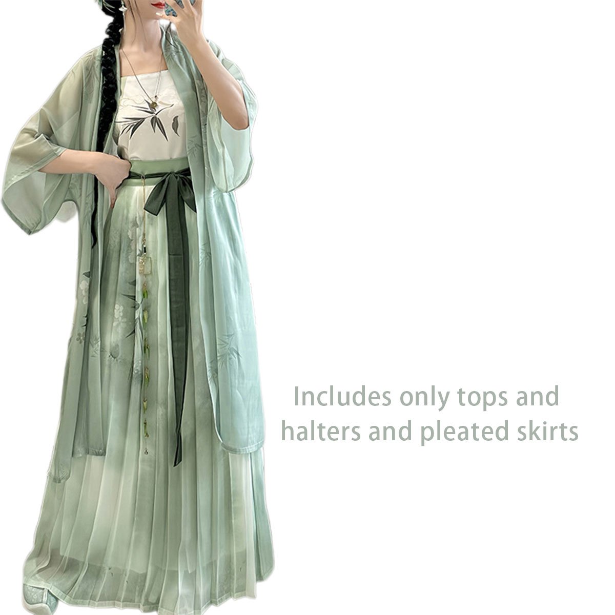 Women's Song Dynasty Hanfu Half-sleeved Waist Pleated Skirt