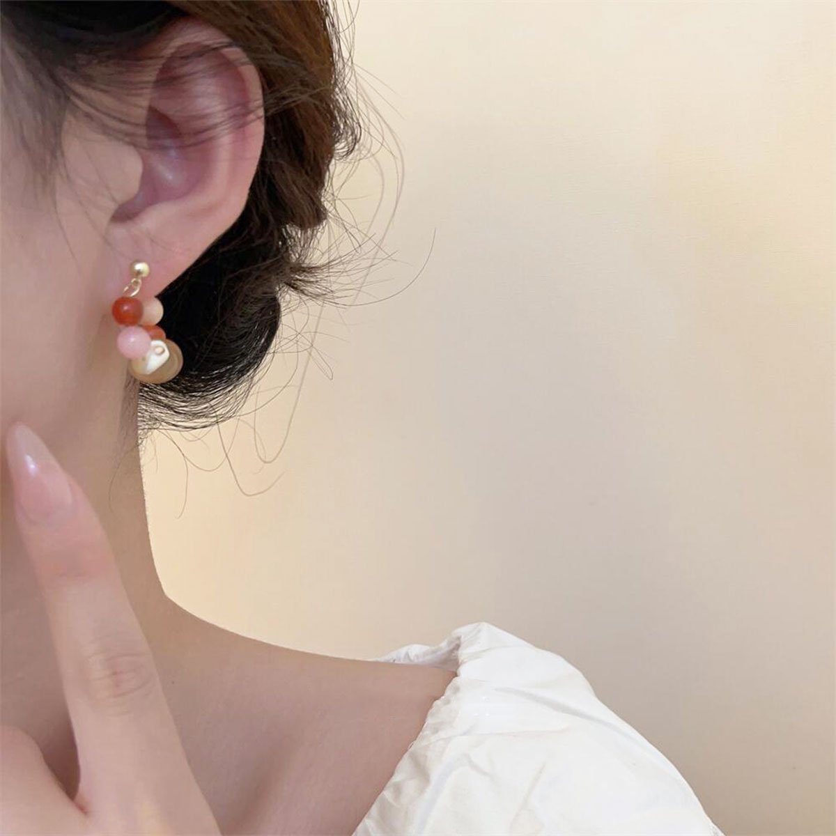 Vintage Coloured Natural Stone Beaded Earrings Boho Jewelry for Women Fashion