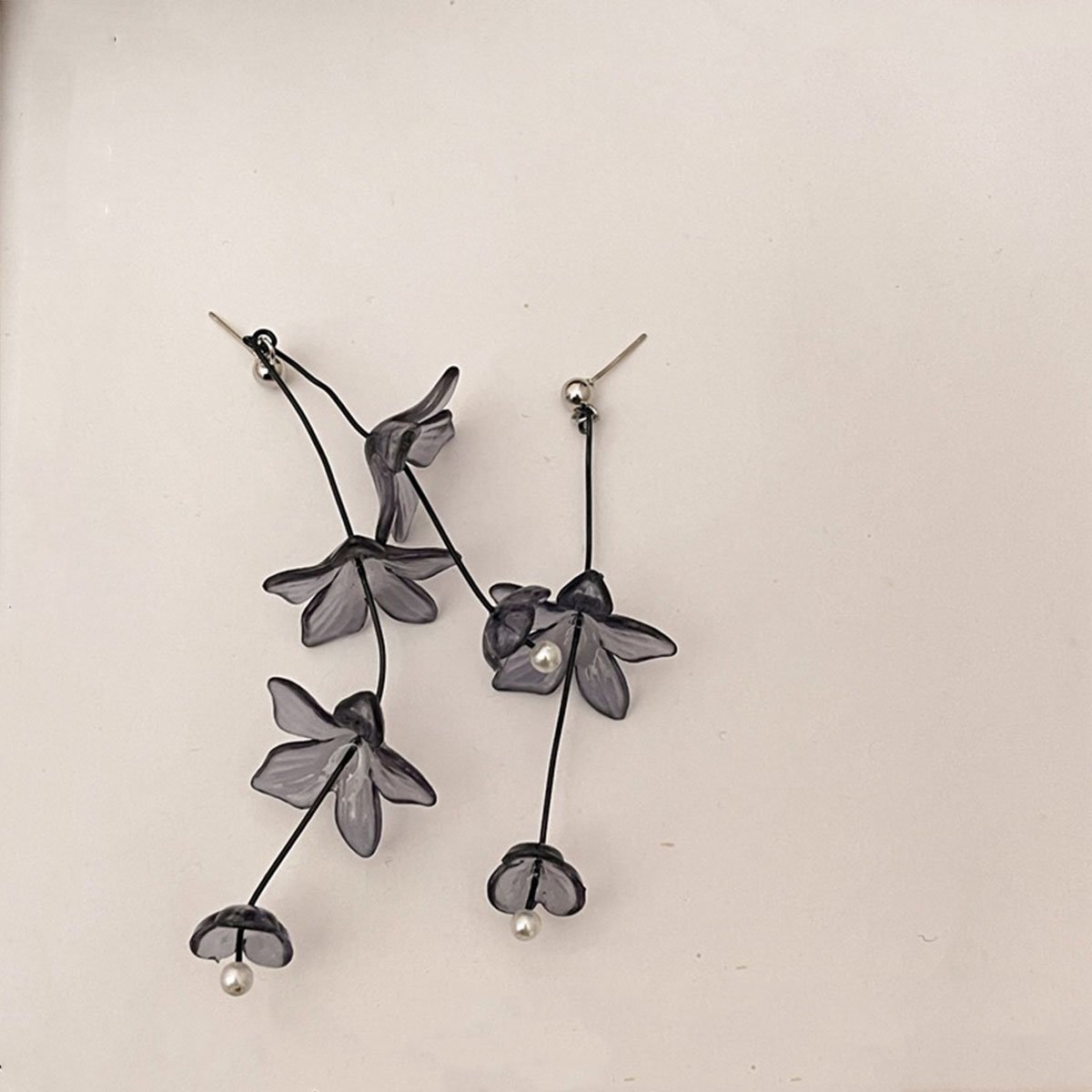 Retro Ink Painting Resin Tassel Earrings Women Floral Design Vintage Jewelry