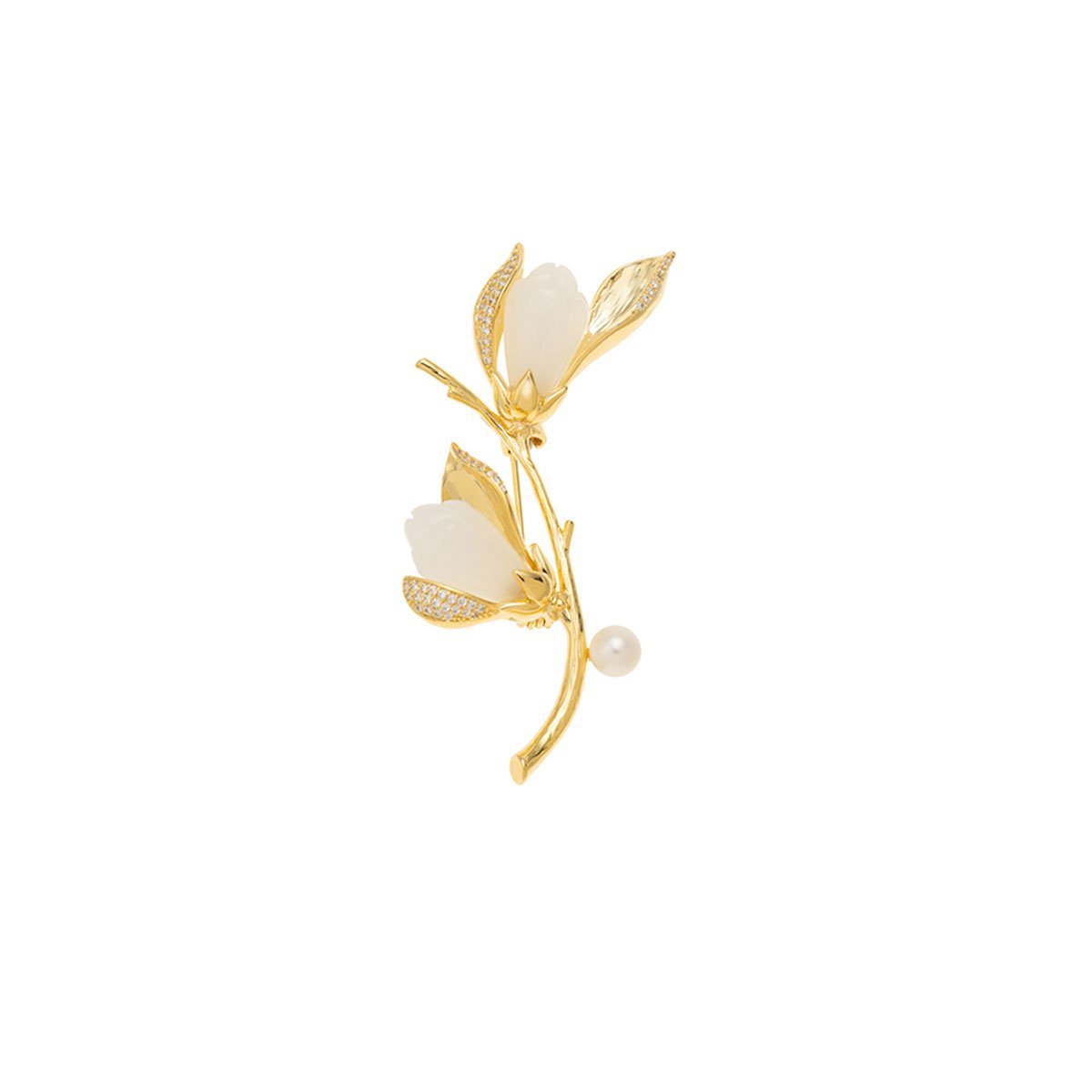 优雅木兰花胸针花朵胸花轻奢设计时尚别针配饰