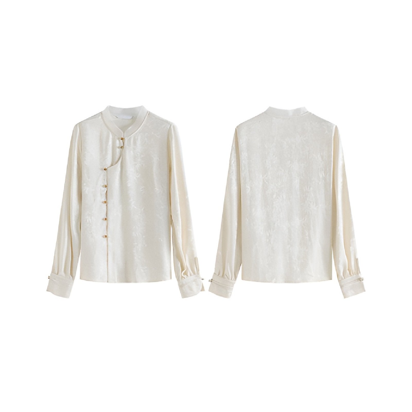 New Chinese-Style Long Sleeve Mandarin Collar Shirt