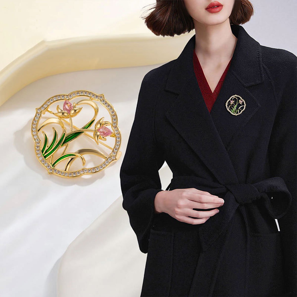 Gold Flower Brooch