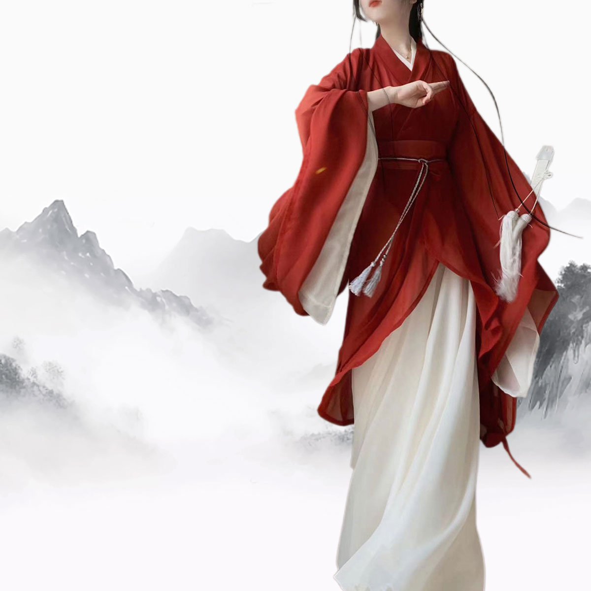 Hanfu Wei Jin Style Big Sleeve Collar Shaped Dress