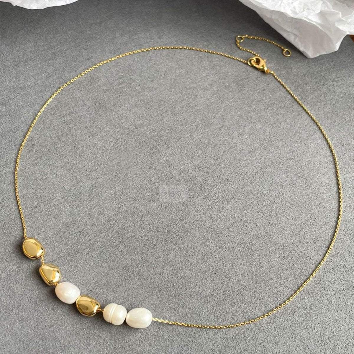 Simple Irregular Freshwater Pearl Necklace and Bracelet Set Elegant Women