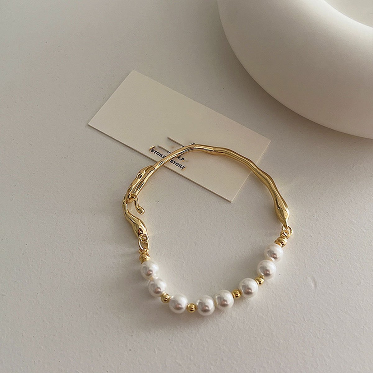 Simple Irregular Freshwater Pearl Necklace and Bracelet Set Elegant Women
